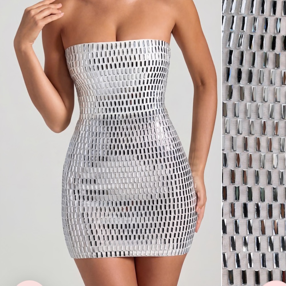 Oh Polly Aurora Embellished Bandeau Mini Dress Women’s White Size 4